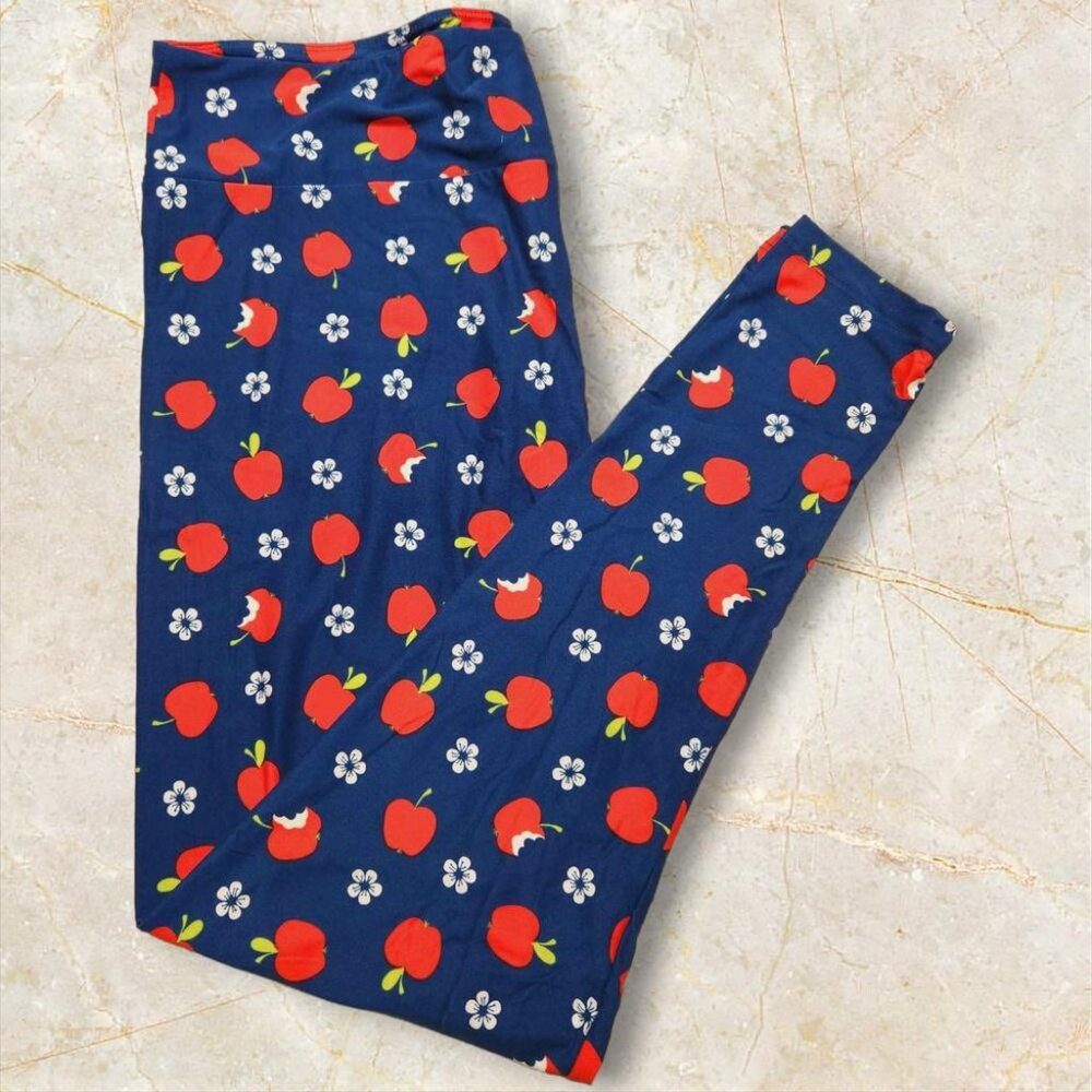 NEW TC2 LuLaRoe Apple Leggings Red Blue  Plus Comfy Stretch Comfort‎ Teacher